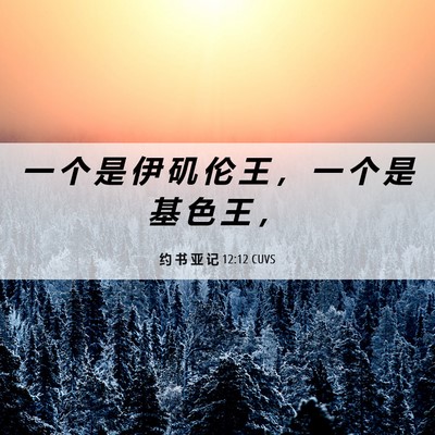 Picture 06 - 约 书 亚 记 12:12 CUVS - 一 个 是 伊 矶 伦 王 ， 一 个 是 基 - Bible Verse Picture
