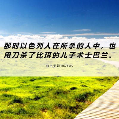 Picture 06 - 约 书 亚 记 13:22 CUVS - 那 时 以 色 列 人 在 所 杀 的 人 中 - Bible Verse Picture