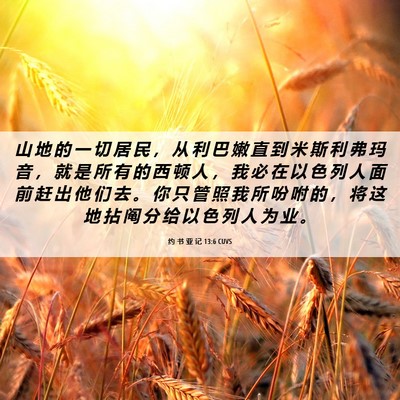 Picture 06 - 约 书 亚 记 13:6 CUVS - 山 地 的 一 切 居 民 ， 从 利 巴 嫩 - Bible Verse Picture