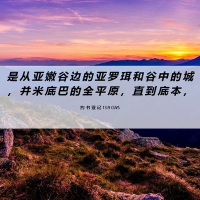 Picture 06 - 约 书 亚 记 13:9 CUVS - 是 从 亚 嫩 谷 边 的 亚 罗 珥 和 谷 - Bible Verse Picture