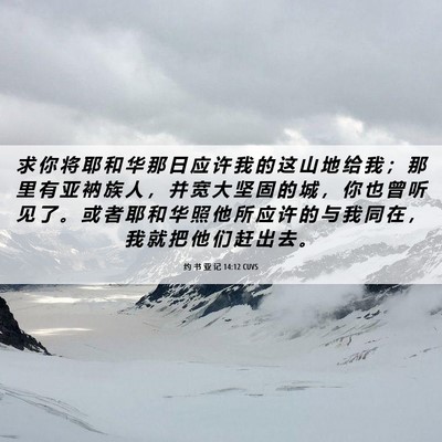 Picture 06 - 约 书 亚 记 14:12 CUVS - 求 你 将 耶 和 华 那 日 应 许 我 的 - Bible Verse Picture