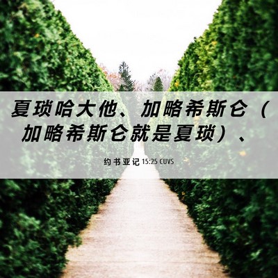 Picture 06 - 约 书 亚 记 15:25 CUVS - 夏 琐 哈 大 他 、 加 略 希 斯 仑 （ - Bible Verse Picture