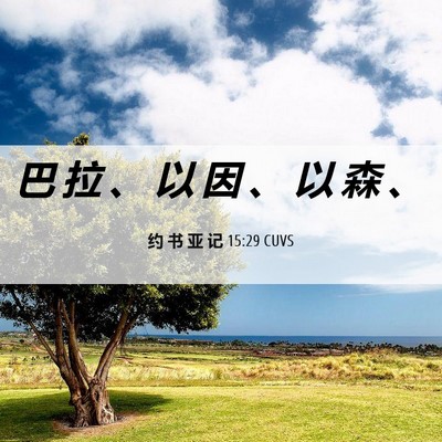 Picture 06 - 约 书 亚 记 15:29 CUVS - 巴 拉 、 以 因 、 以 森 - Bible Verse Picture