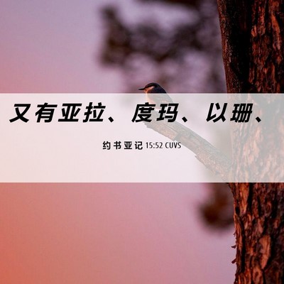 Picture 06 - 约 书 亚 记 15:52 CUVS - 又 有 亚 拉 、 度 玛 、 以 珊 - Bible Verse Picture