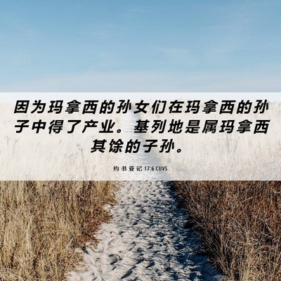 Picture 06 - 约 书 亚 记 17:6 CUVS - 因 为 玛 拿 西 的 孙 女 们 在 玛 拿 - Bible Verse Picture