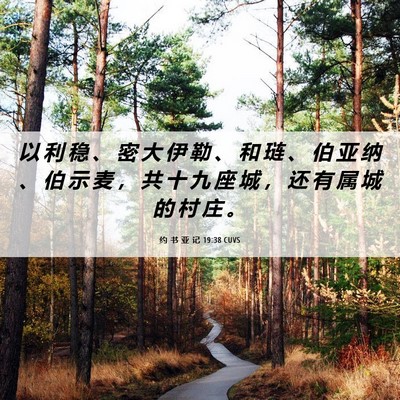 Picture 06 - 约 书 亚 记 19:38 CUVS - 以 利 稳 、 密 大 伊 勒 、 和 琏 、 - Bible Verse Picture