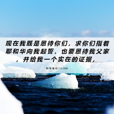 Picture 06 - 约 书 亚 记 2:12 CUVS - 现 在 我 既 是 恩 待 你 们 ， 求 你 - Bible Verse Picture