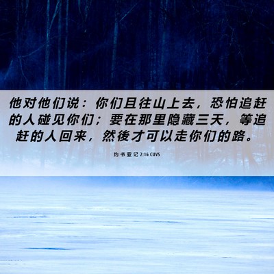 Picture 06 - 约 书 亚 记 2:16 CUVS - 他 对 他 们 说 ： 你 们 且 往 山 上 - Bible Verse Picture