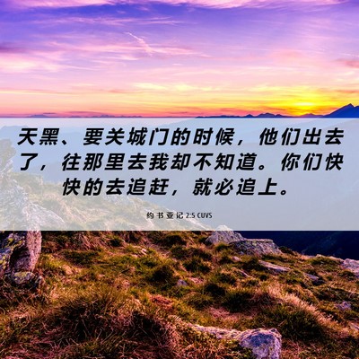 Picture 06 - 约 书 亚 记 2:5 CUVS - 天 黑 、 要 关 城 门 的 时 候 ， 他 - Bible Verse Picture