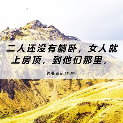 Picture 06 - 约 书 亚 记 2:8 CUVS - 二 人 还 没 有 躺 卧 ， 女 人 就 上 - Bible Verse Picture