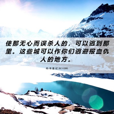 Picture 06 - 约 书 亚 记 20:3 CUVS - 使 那 无 心 而 误 杀 人 的 ， 可 以 - Bible Verse Picture