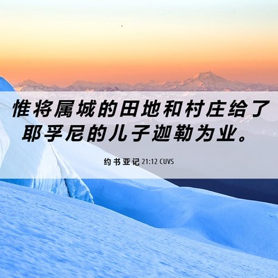 Picture 06 - 约 书 亚 记 21:12 CUVS - 惟 将 属 城 的 田 地 和 村 庄 给 了 - Bible Verse Picture
