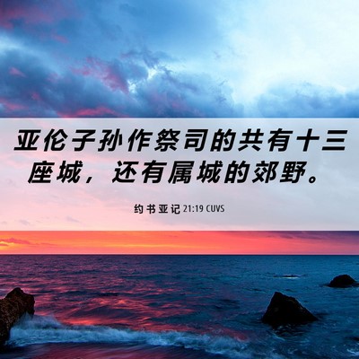 Picture 06 - 约 书 亚 记 21:19 CUVS - 亚 伦 子 孙 作 祭 司 的 共 有 十 三 - Bible Verse Picture