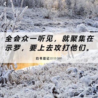 Picture 06 - 约 书 亚 记 22:12 CUVS - 全 会 众 一 听 见 ， 就 聚 集 在 示 - Bible Verse Picture