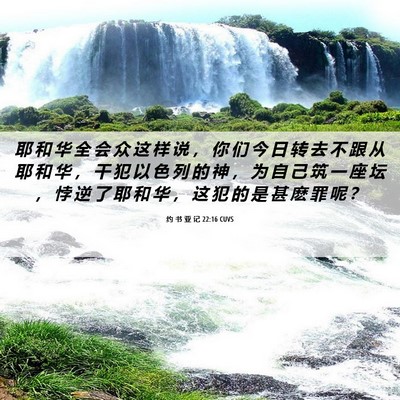 Picture 06 - 约 书 亚 记 22:16 CUVS - 耶 和 华 全 会 众 这 样 说 ， 你 们 - Bible Verse Picture