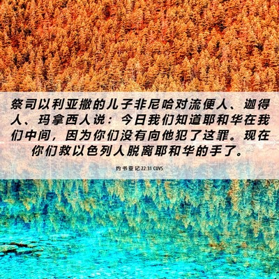 Picture 06 - 约 书 亚 记 22:31 CUVS - 祭 司 以 利 亚 撒 的 儿 子 非 尼 哈 - Bible Verse Picture