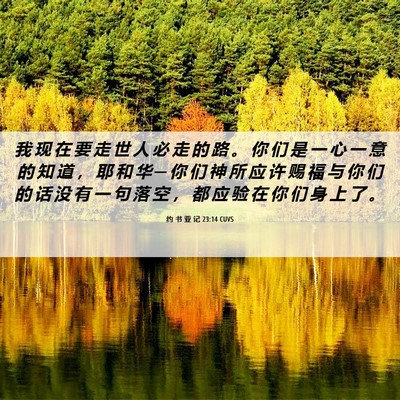 Picture 06 - 约 书 亚 记 23:14 CUVS - 我 现 在 要 走 世 人 必 走 的 路 。 - Bible Verse Picture