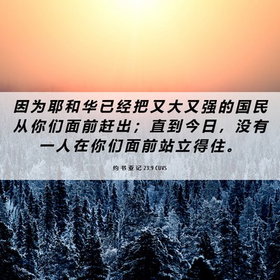 Picture 06 - 约 书 亚 记 23:9 CUVS - 因 为 耶 和 华 已 经 把 又 大 又 强 - Bible Verse Picture