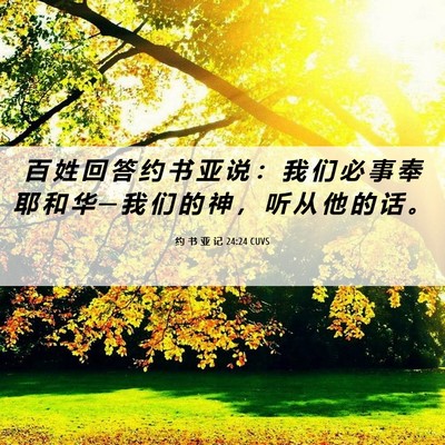 Picture 06 - 约 书 亚 记 24:24 CUVS - 百 姓 回 答 约 书 亚 说 ： 我 们 必 - Bible Verse Picture