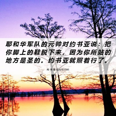 Picture 06 - 约 书 亚 记 5:15 CUVS - 耶 和 华 军 队 的 元 帅 对 约 书 亚 - Bible Verse Picture