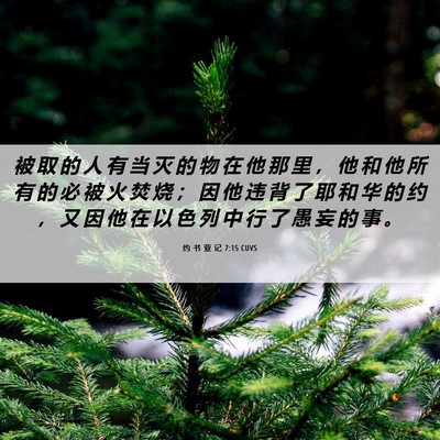Picture 06 - 约 书 亚 记 7:15 CUVS - 被 取 的 人 有 当 灭 的 物 在 他 那 - Bible Verse Picture