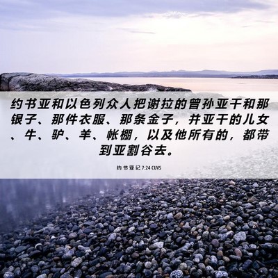 Picture 06 - 约 书 亚 记 7:24 CUVS - 约 书 亚 和 以 色 列 众 人 把 谢 拉 - Bible Verse Picture