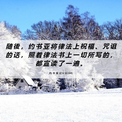 Picture 06 - 约 书 亚 记 8:34 CUVS - 随 後 ， 约 书 亚 将 律 法 上 祝 福 - Bible Verse Picture