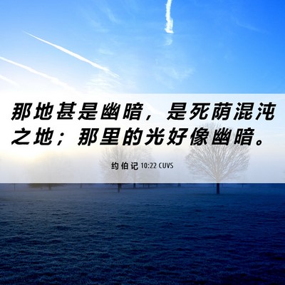 Picture 06 - 约 伯 记 10:22 CUVS - 那 地 甚 是 幽 暗 ， 是 死 荫 混 沌 - Bible Verse Picture