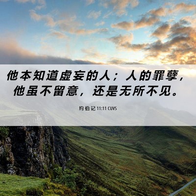 Picture 06 - 约 伯 记 11:11 CUVS - 他 本 知 道 虚 妄 的 人 ； 人 的 罪 - Bible Verse Picture