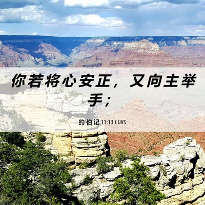 Picture 06 - 约 伯 记 11:13 CUVS - 你 若 将 心 安 正 ， 又 向 主 举 手 - Bible Verse Picture