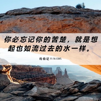Picture 06 - 约 伯 记 11:16 CUVS - 你 必 忘 记 你 的 苦 楚 ， 就 是 想 - Bible Verse Picture
