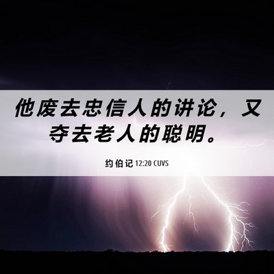 Picture 06 - 约 伯 记 12:20 CUVS - 他 废 去 忠 信 人 的 讲 论 ， 又 夺 - Bible Verse Picture