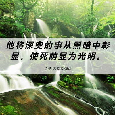 Picture 06 - 约 伯 记 12:22 CUVS - 他 将 深 奥 的 事 从 黑 暗 中 彰 显 - Bible Verse Picture