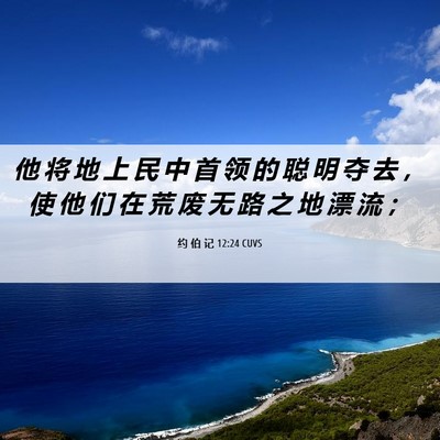 Picture 06 - 约 伯 记 12:24 CUVS - 他 将 地 上 民 中 首 领 的 聪 明 夺 - Bible Verse Picture
