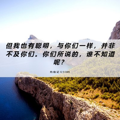 Picture 06 - 约 伯 记 12:3 CUVS - 但 我 也 有 聪 明 ， 与 你 们 一 样 - Bible Verse Picture