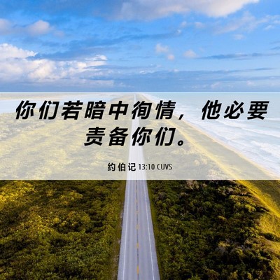 Picture 06 - 约 伯 记 13:10 CUVS - 你 们 若 暗 中 徇 情 ， 他 必 要 责 - Bible Verse Picture