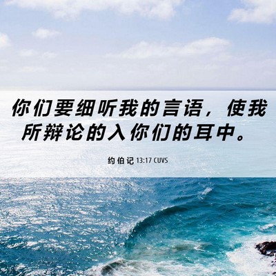 Picture 06 - 约 伯 记 13:17 CUVS - 你 们 要 细 听 我 的 言 语 ， 使 我 - Bible Verse Picture