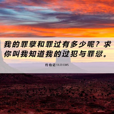 Picture 06 - 约 伯 记 13:23 CUVS - 我 的 罪 孽 和 罪 过 有 多 少 呢 ？ - Bible Verse Picture