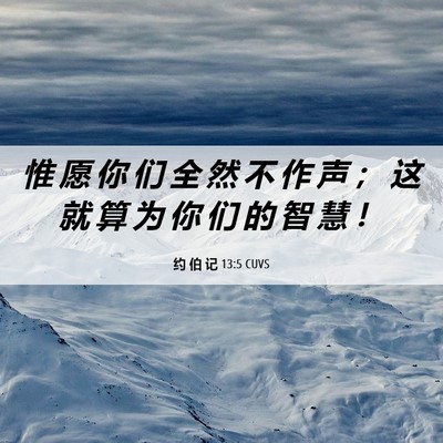 Picture 06 - 约 伯 记 13:5 CUVS - 惟 愿 你 们 全 然 不 作 声 ； 这 就 - Bible Verse Picture