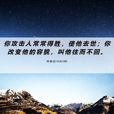 Picture 06 - 约 伯 记 14:20 CUVS - 你 攻 击 人 常 常 得 胜 ， 使 他 去 - Bible Verse Picture