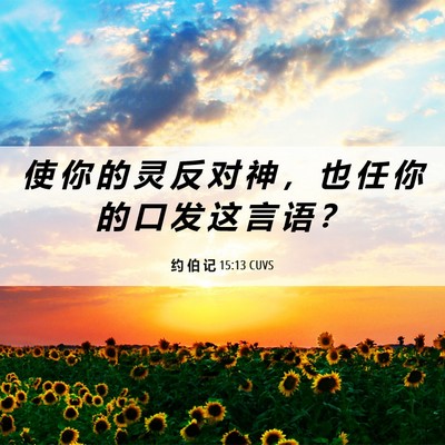 Picture 06 - 约 伯 记 15:13 CUVS - 使 你 的 灵 反 对 神 ， 也 任 你 的 - Bible Verse Picture