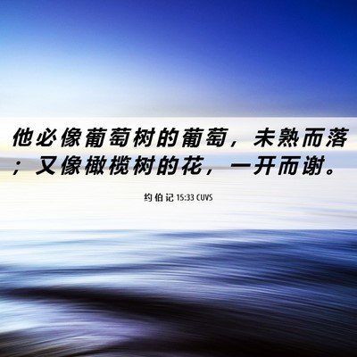 Picture 06 - 约 伯 记 15:33 CUVS - 他 必 像 葡 萄 树 的 葡 萄 ， 未 熟 - Bible Verse Picture