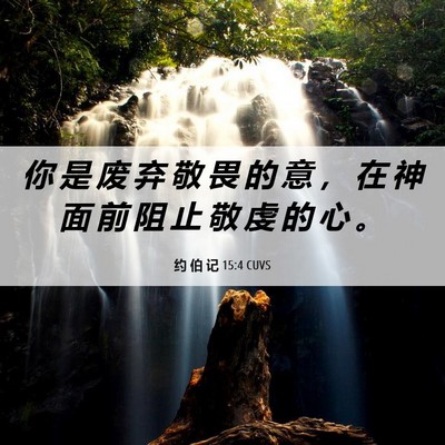 Picture 06 - 约 伯 记 15:4 CUVS - 你 是 废 弃 敬 畏 的 意 ， 在 神 面 - Bible Verse Picture