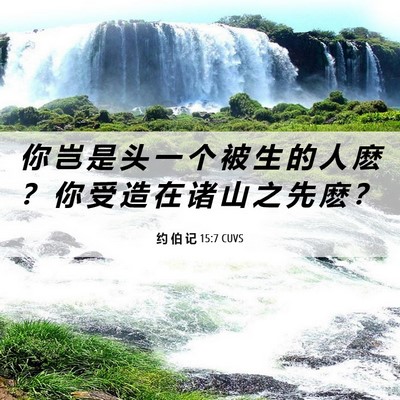 Picture 06 - 约 伯 记 15:7 CUVS - 你 岂 是 头 一 个 被 生 的 人 麽 ？ - Bible Verse Picture