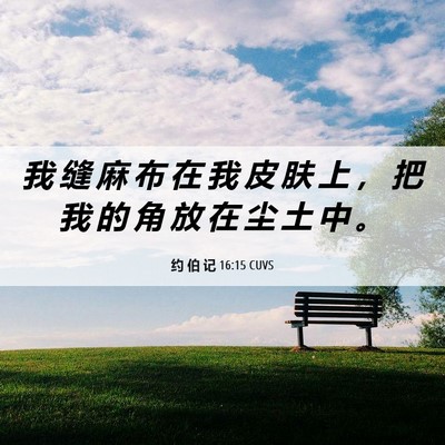 Picture 06 - 约 伯 记 16:15 CUVS - 我 缝 麻 布 在 我 皮 肤 上 ， 把 我 - Bible Verse Picture