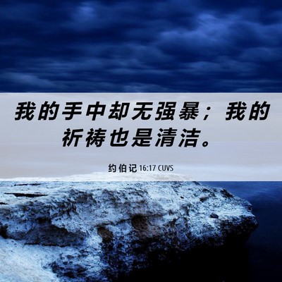 Picture 06 - 约 伯 记 16:17 CUVS - 我 的 手 中 却 无 强 暴 ； 我 的 祈 - Bible Verse Picture