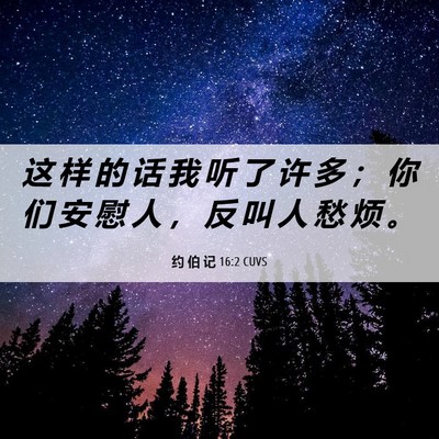 Picture 06 - 约 伯 记 16:2 CUVS - 这 样 的 话 我 听 了 许 多 ； 你 们 - Bible Verse Picture