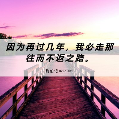 Picture 06 - 约 伯 记 16:22 CUVS - 因 为 再 过 几 年 ， 我 必 走 那 往 - Bible Verse Picture