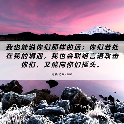 Picture 06 - 约 伯 记 16:4 CUVS - 我 也 能 说 你 们 那 样 的 话 ； 你 - Bible Verse Picture