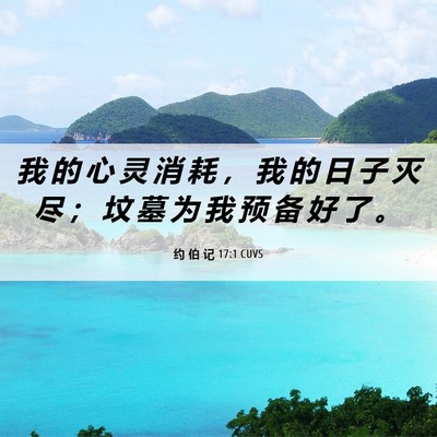 Picture 06 - 约 伯 记 17:1 CUVS - 我 的 心 灵 消 耗 ， 我 的 日 子 灭 - Bible Verse Picture